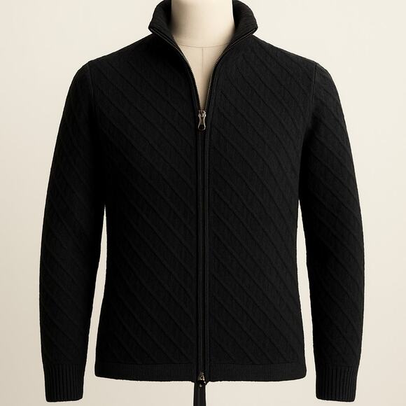 Marchbrae Women’s Black Full Zip 100% Pure New Wool Sweater s/M Made in Scotland - Picture 2 of 7